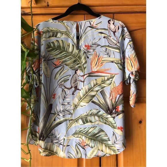 Ann Taylor Tropical Monkey Blue blouse size XS/P - Picture 6 of 11